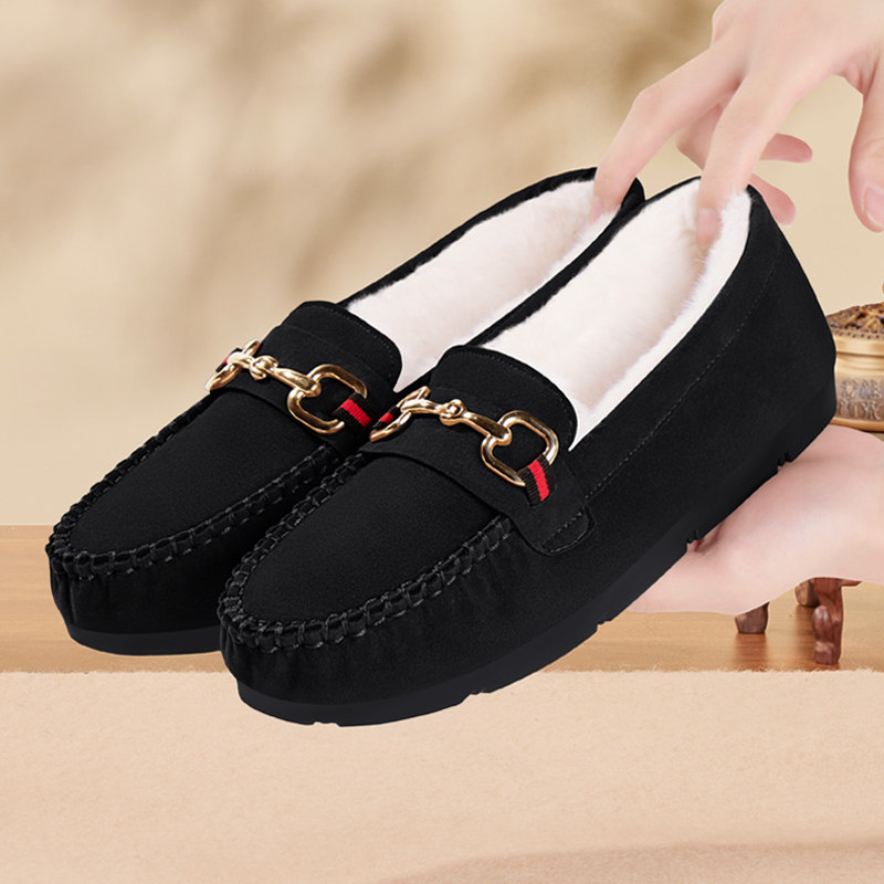 豆豆鞋女冬季加绒2025秋冬新款一脚蹬外穿保暖舒适防滑时尚妈妈鞋,淘宝优惠券,粉丝福利购,淘宝优惠卷