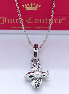 潮人小众时尚百搭气质立体珍珠银色镶钻蜜蜂迷你吊坠拉珠锁骨项链