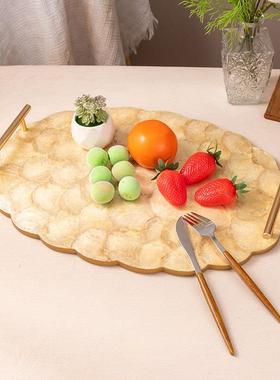 北欧风贝壳托盘家用客厅下午茶点心零食甜品托盘化妆品收纳盘