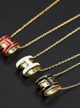 潮流网红时尚气质珐琅釉立体字母吊坠项链简约百搭闺蜜锁骨链