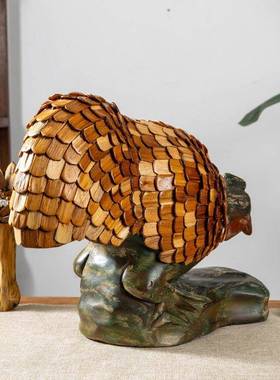 泰国木雕工艺品东南亚风格手工雕刻动物摆件书架办公室桌面摆件