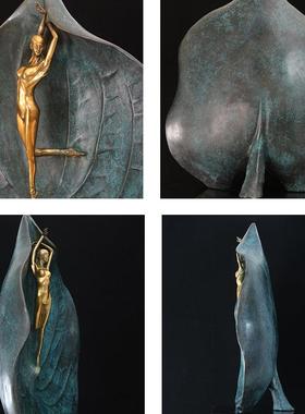 欧式黄铜人物摆件工艺品公司开业乔迁礼品酒店大堂办公室落地装饰