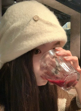 羊毛混纺针织堆堆帽女显脸小