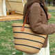 One-shoulder crossbody large straw bag