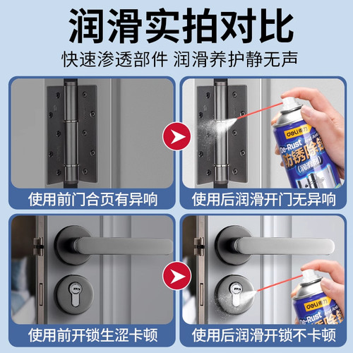 得力门响润滑油门锁合页轴家用防锈润滑剂防盗窗消除异响专用神器 - 图2