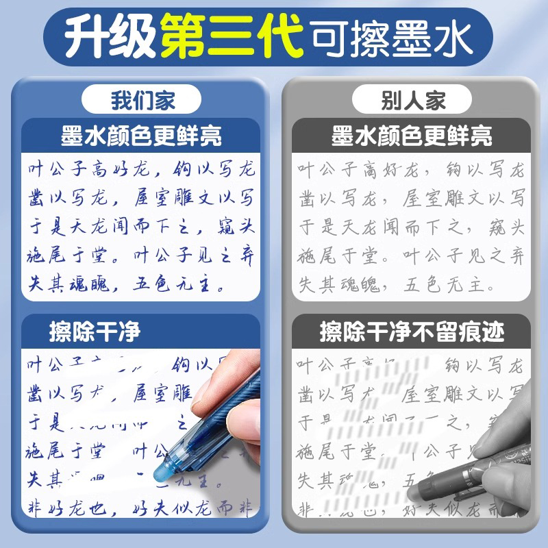 得力按动可擦中性笔芯替芯学生专用热敏可擦笔替换芯0.5子弹头中性笔芯摩擦可擦笔芯黑色晶蓝色红色针管水笔 - 图1
