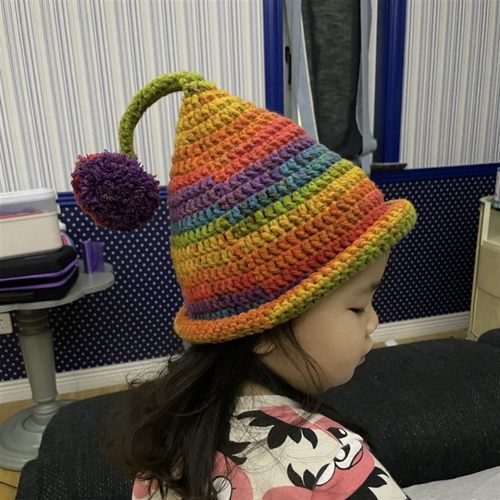 精灵帽材料包手工编织尖尖帽毛线儿童帽子毛线帽钩织diy婴儿宝宝 - 图1