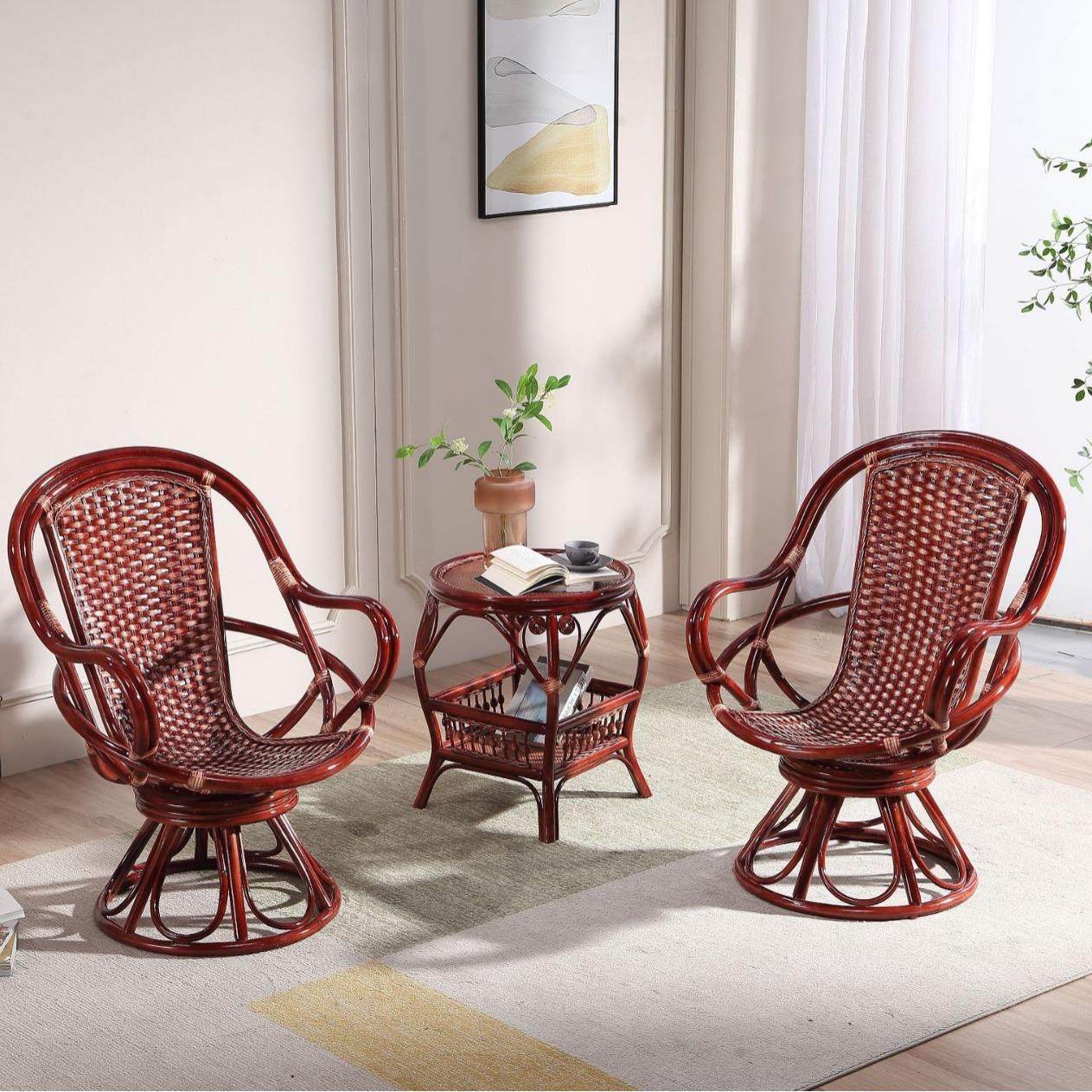 真藤椅三件套阳台休闲茶几小桌椅组合靠窗单人靠背旋转藤椅子家用,淘宝优惠券,粉丝福利购,淘宝优惠卷