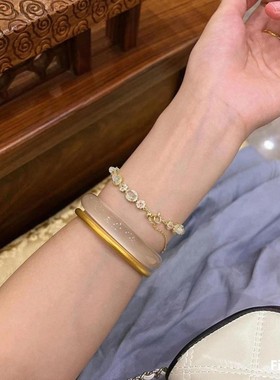 日本品质正宗白月光玛瑙手镯白玉髓冰透玛瑙气质女款天然巴西高冰