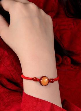 红绳手链女绿度母可定图案扎基拉姆男女新中式手工编织朱砂手绳