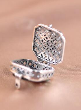 网红- S925银吊坠 气质香囊香薰香丸盒福字景泰蓝锦鲤鱼荷花女坠