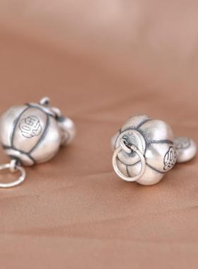 网红- 足银吊坠 复古文艺福字南瓜珠灯笼ins风项链坠diy手工吊饰