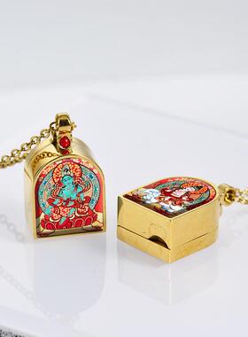 工厂十二生肖本命佛扎基拉姆钛钢可开合门型玲珑嘎乌盒项链