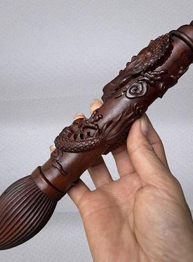 雷枣木文昌笔 枣木精雕盘龙道家用文昌笔 精品雕刻
