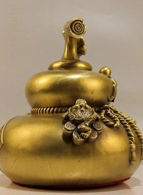 纯黄铜葫芦2023精工葫芦摆件进多斗金福禄子多财房间日工艺品摆件