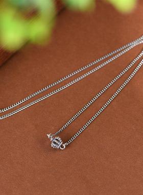 网红-S925银复古扁环常规链简约文艺轻奢皇冠锁骨链女款项链颈链