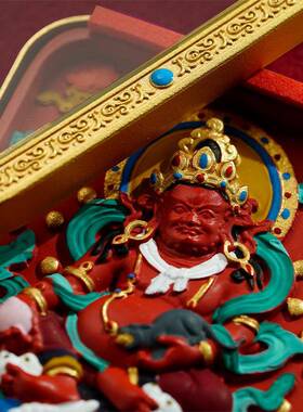 藏式朱砂黄铜玲宝手绘擦擦吊坠diy 项链藏式国潮朱砂立体唐卡