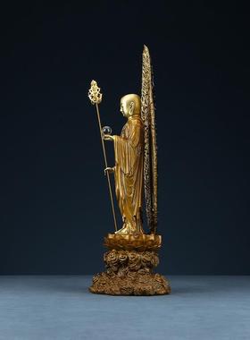 黄铜地藏王立像摆件工艺品西方三圣地藏王家居收藏工艺品