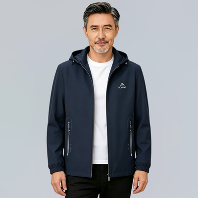 盛卡伦男士春秋薄款连帽修身夹克