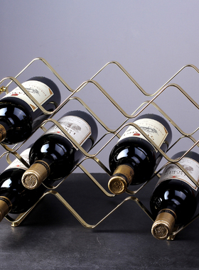 红酒架摆件轻奢高档展示架金属葡萄酒置物架酒柜内V斜放红酒瓶托