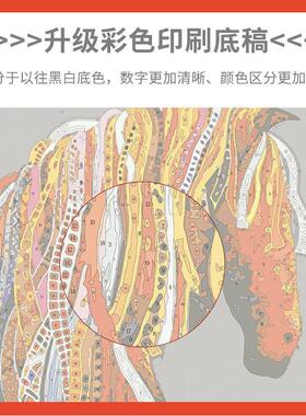 ∈diy数字油画马手绘简约客厅风景动物玄关填充减压填色油彩装饰
