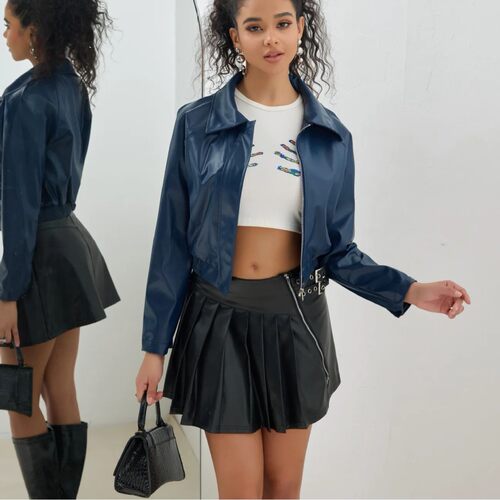 翻领拉链休闲夹克外套 Flip collar zipper casual jacket jacket - 图1