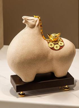 中新式11wx769马上陶有钱办公室老板桌装饰马到成摆件新功中式马