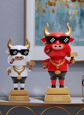 摆牛年礼品牛冲天土豪888家居装饰品客厅电视柜气招财牛件开业礼
