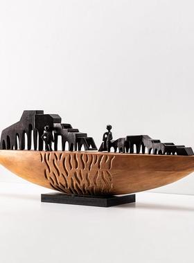 MM-PMBJ-创品意样板间装饰木雕工艺品摆面设店前台售酒楼处玄关桌