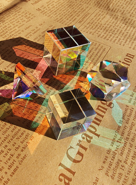 太阳捕手晶体光之立方体棱光镜阳光扑手卧室七彩水晶摆件创意礼物