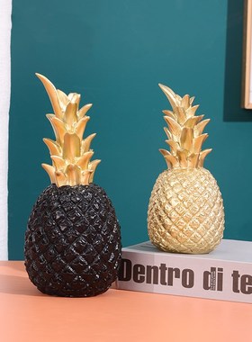 速发创意菠萝树脂摆件客厅电礼柜家居装饰玄轻奢酒柜品关摆设视品