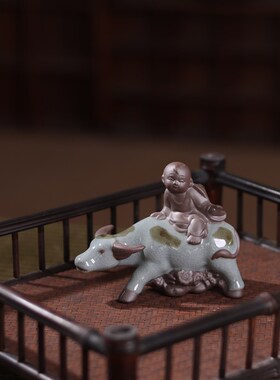 速发陶瓷牧童骑牛摆子小童件人物造景桌面摆设创室田园古风茶意装