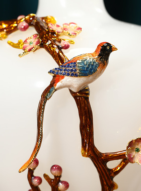 速发平安喜花件璃悦瓶摆琉一对新中式客厅玄关大气装饰品乔迁新居