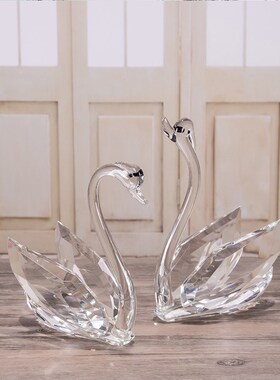 速发新婚礼的品送新娘新人婚结礼物创意惊喜水晶天鹅摆件一对