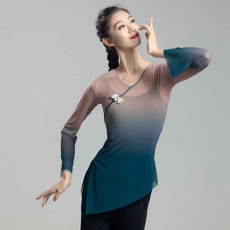 日本无印MUJIE古典舞蹈服女渐变飘逸纱衣中国舞练功服女身韵仙气 - 图3