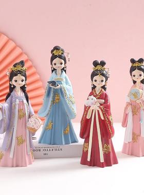 中式少女树脂摆件家居工艺品玄关摆件古风复古设计新家装饰品现货