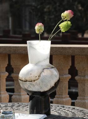 中古风渐变拼色玻璃花瓶摆件客厅餐桌水培复古花瓶简约轻奢装饰品