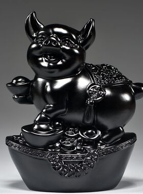 黑猪摆件黑曜石十二生肖