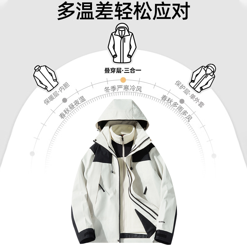 JEEP SPIRIT吉普冲锋衣男女款秋冬新款户外登山服男款三合一外套