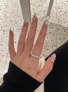 复古轻奢三面爆闪锆石甜甜圈戒指满钻排戒小众高级感叠戴食指戒