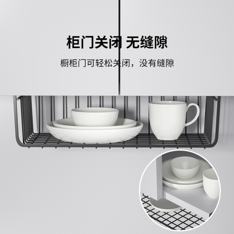 桌下置物架厨房吊柜下挂篮衣柜子隔板橱柜分层架悬挂式书桌下收纳 - 图2