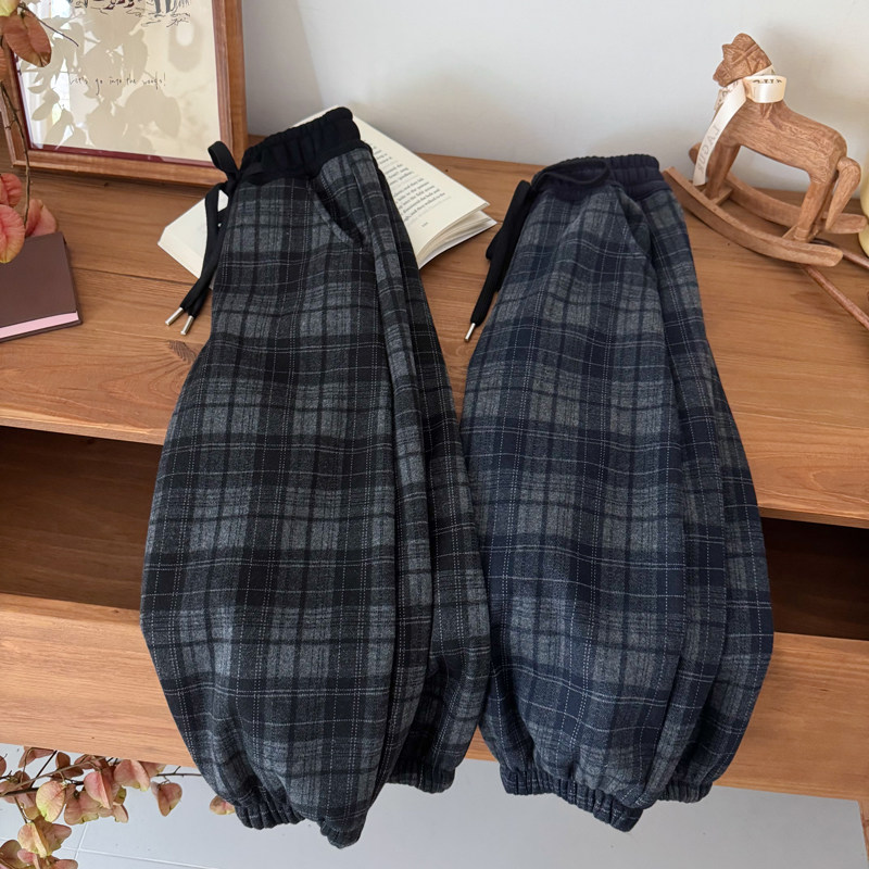 【潘星星专属】【顾奈】儿童格子撞色加绒休闲裤保暖卫裤KZ25632,淘宝优惠券,粉丝福利购,淘宝优惠卷