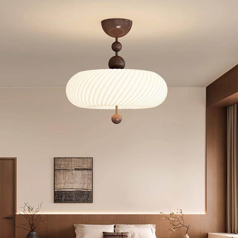 奶油风吸顶灯中古风创意时尚条褶圆形led法式明亮护眼房间卧室灯,淘宝优惠券,粉丝福利购,淘宝优惠卷