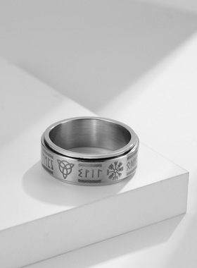 亚马逊北欧维京人文字可旋转动钛