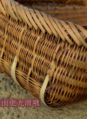 手工篮装饰品手工竹编烟熏w竹肖箕竹谷簸箕复古仿旧竹篮农具舞台