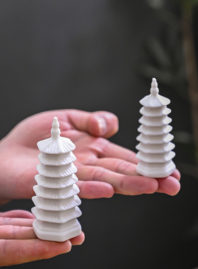 速发景意陶瓷工艺品假山盆禅微景观鱼缸造景流水塔配件宝器凉亭小