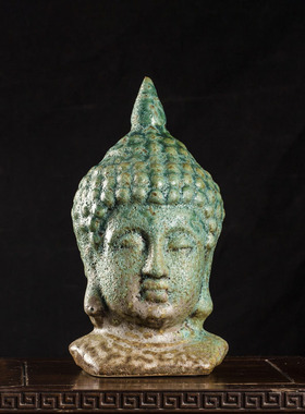 速发器饰志 复居陶瓷客头摆件粗陶手工佛像佛厅装物品新中式禅意