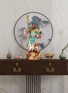 速发关关二爷神像《九龙关公》武财办铜羽摆件客厅招财神公室供奉