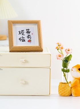 速发兔子桌面治件玻璃试管水培花瓶绿植办公室工位愈摆系摆台装饰