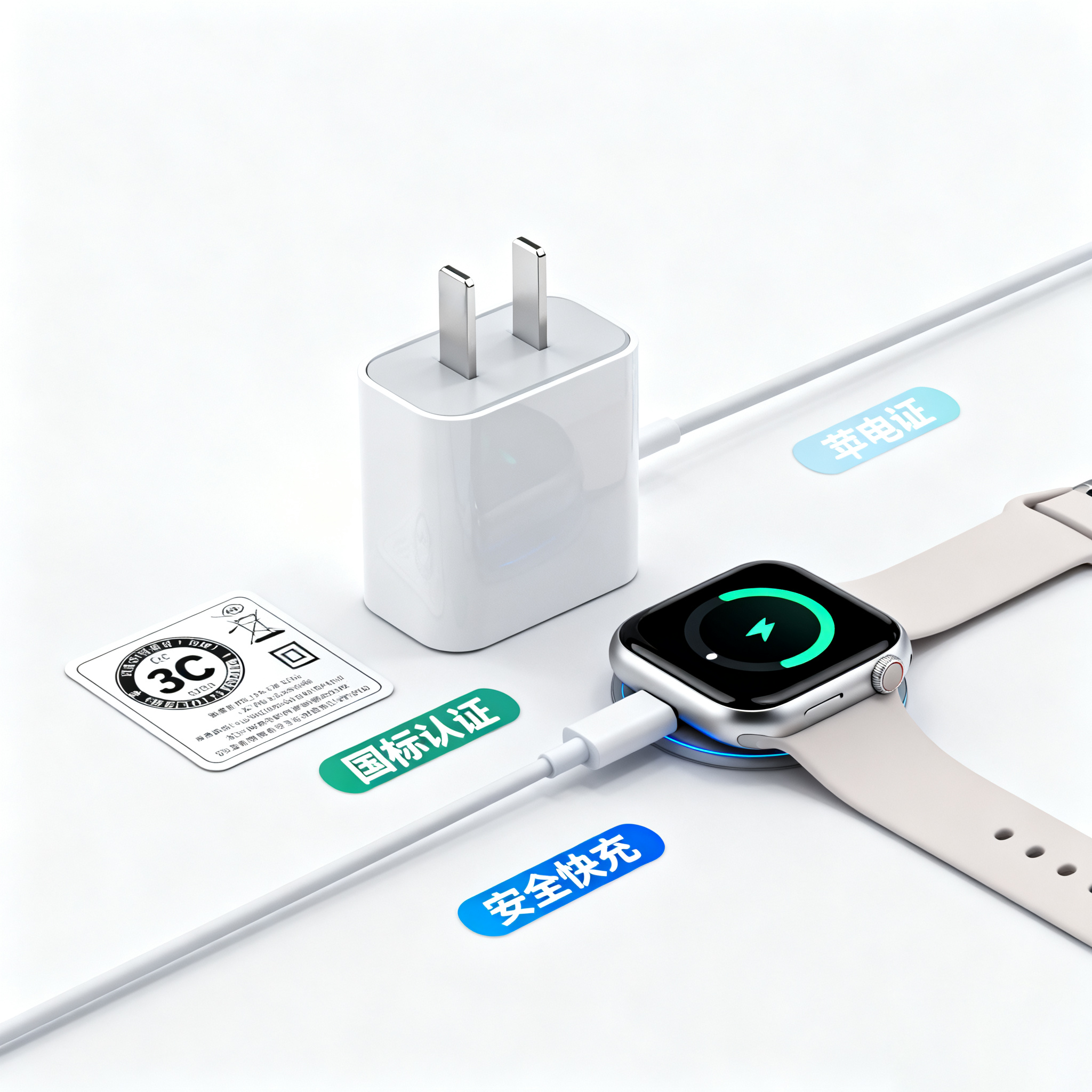 适用苹果手表30W/20W充电器s10快充头watch插头s11便携认证s9/S8/S7/S6/se/ultra3/2iwatch充电头4/3/2/1快充 - 图0